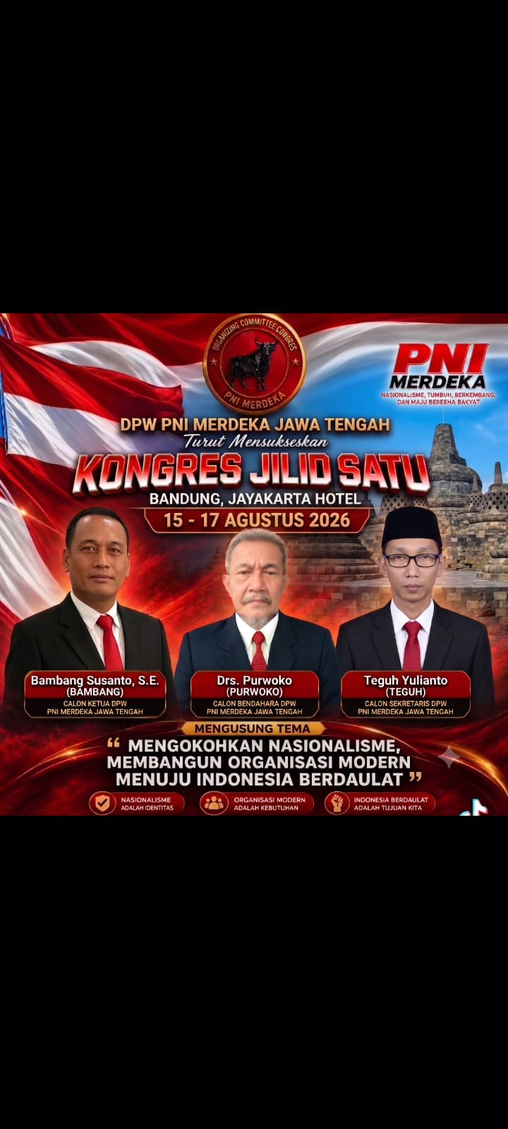 DPW PNI Merdeka Jawa Tengah Dukung Penuh Kongres Perdana PNI Merdeka di Bandung